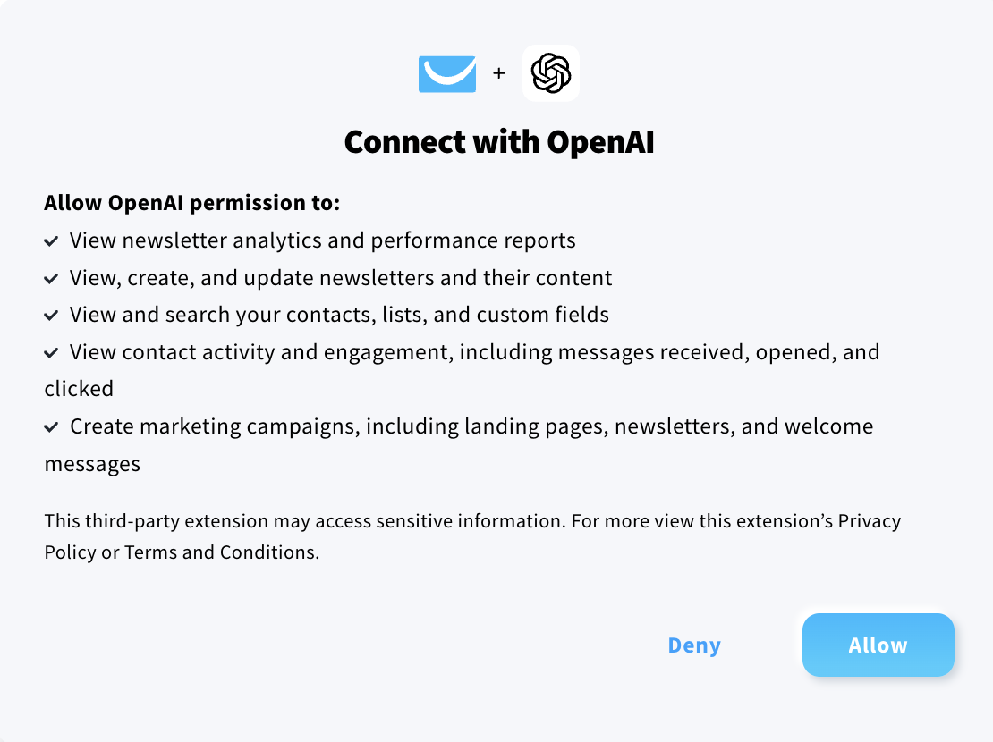 GetResponse connection with ChatGPT