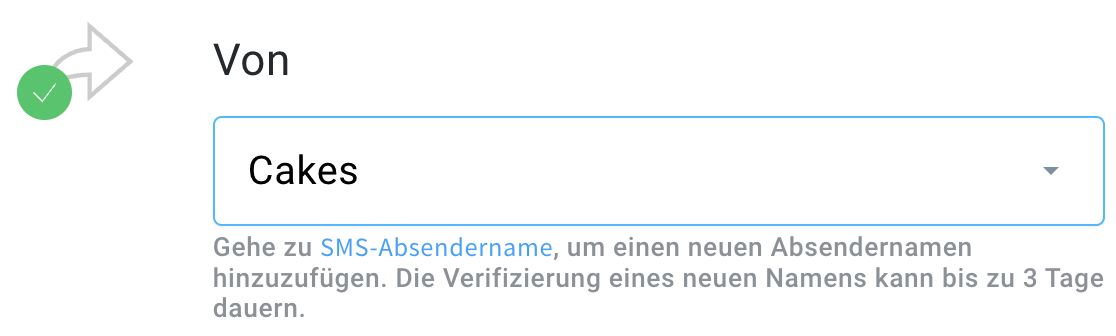 Auswählen des SMS-Absendernamens.
