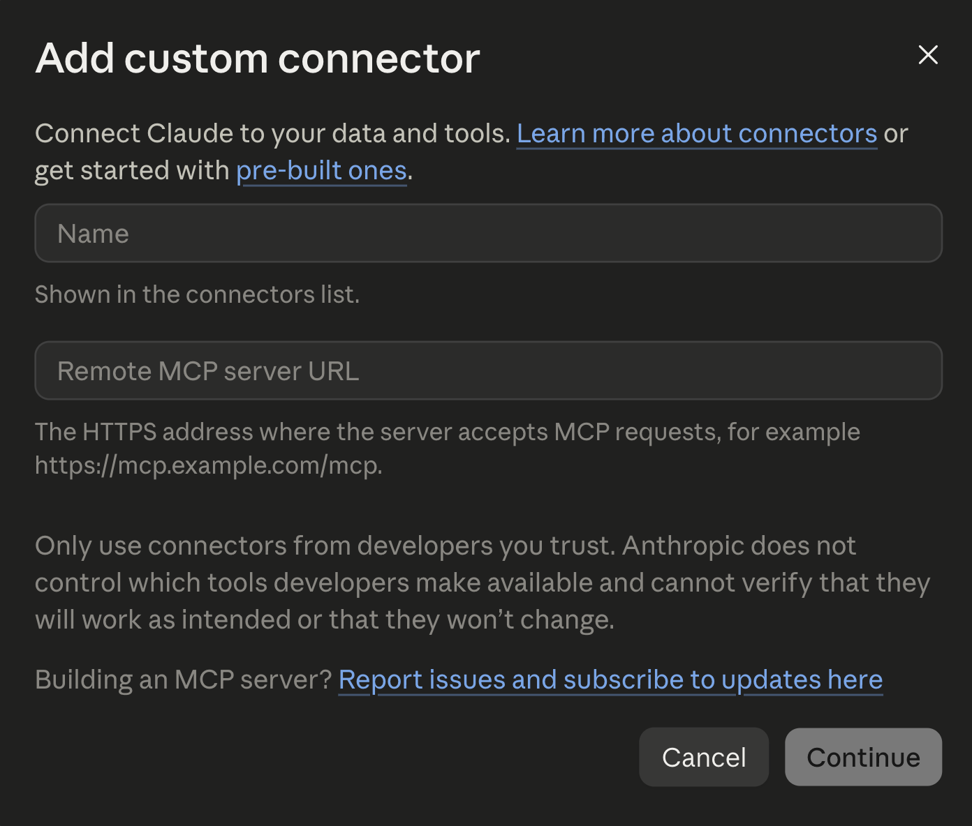 Adding custom connector in Claude