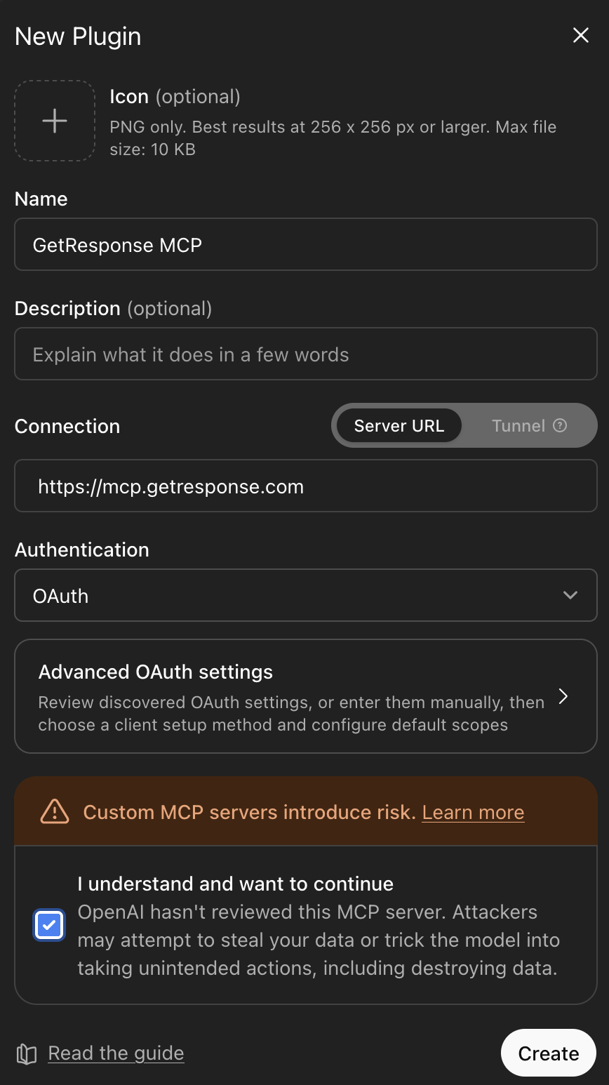 Plugin configuration in ChatGPT