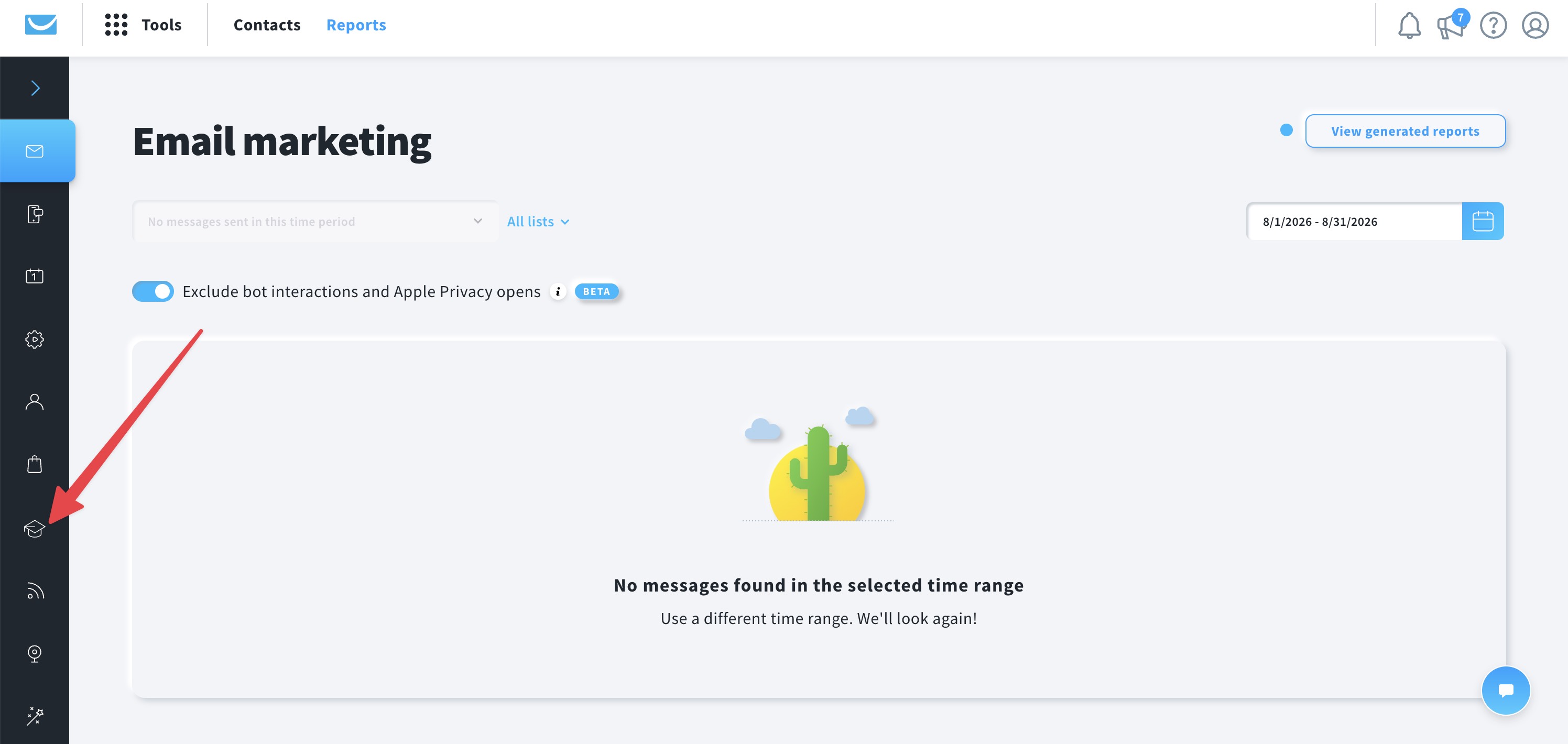 Course icon in reports tab.