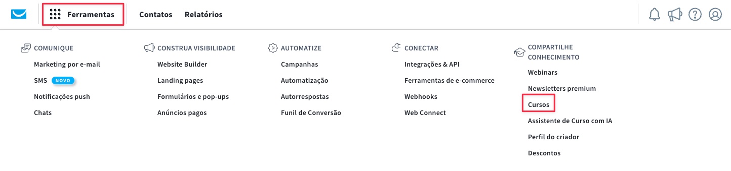 Cursos na categoria de ferramentas.