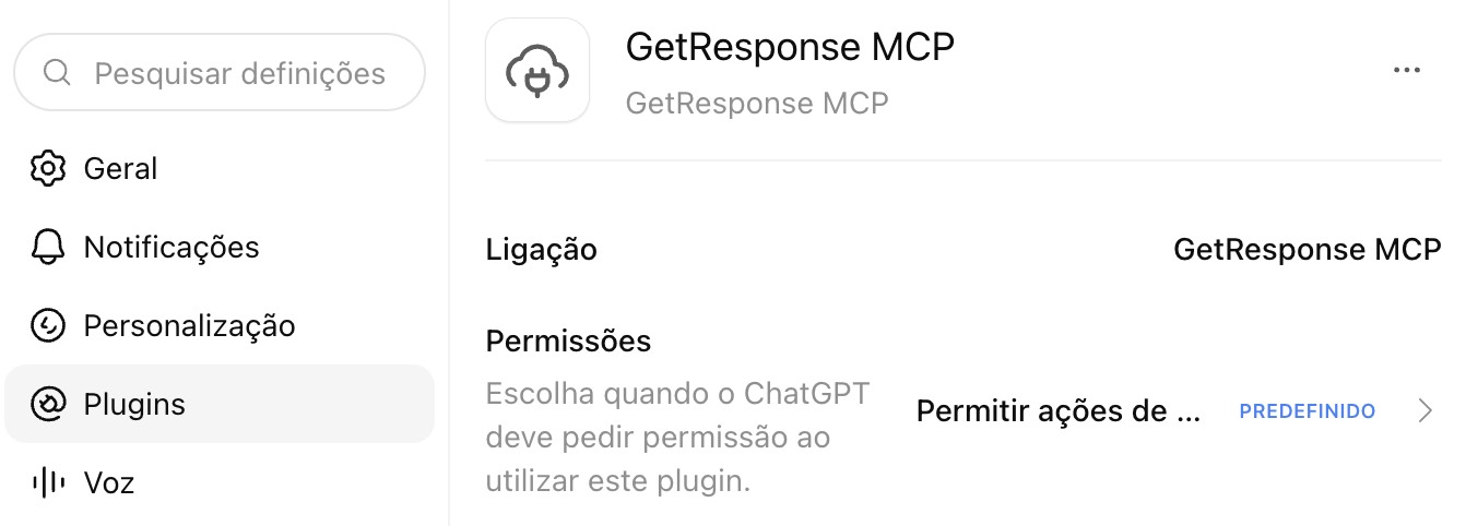 Permissões da ferramenta dentro do ChatGPT