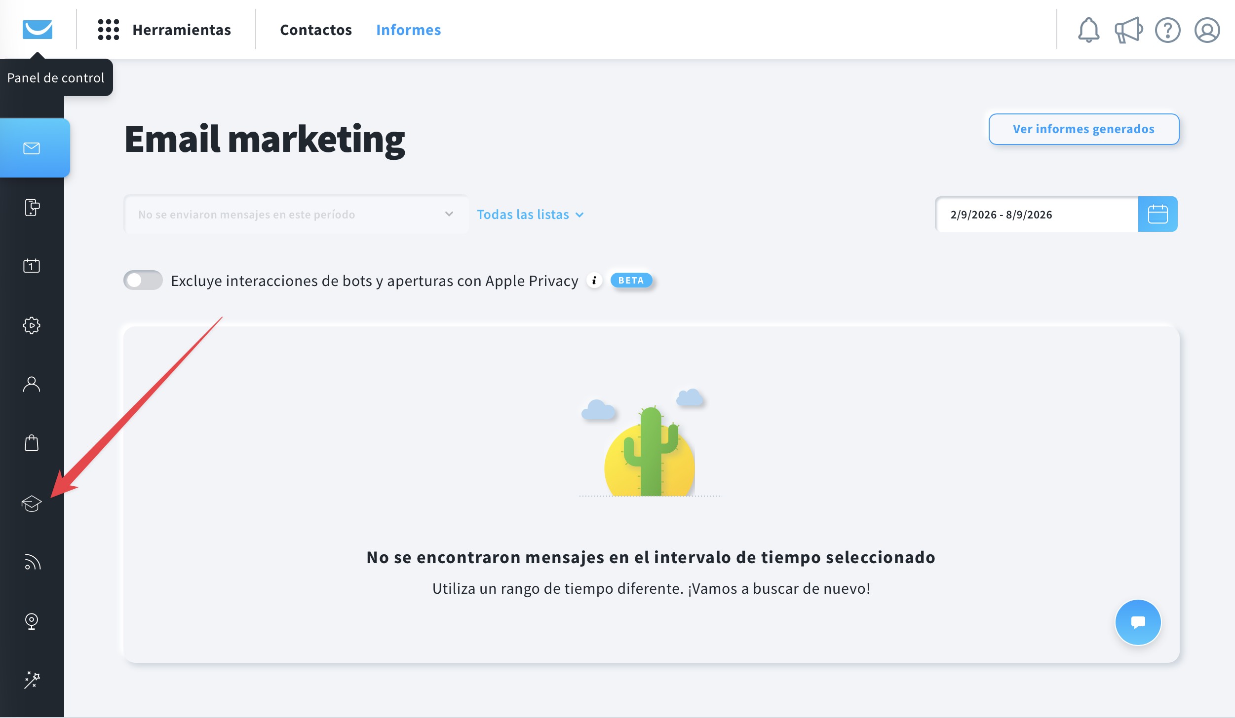 Icono del curso en la pestaña de informes.