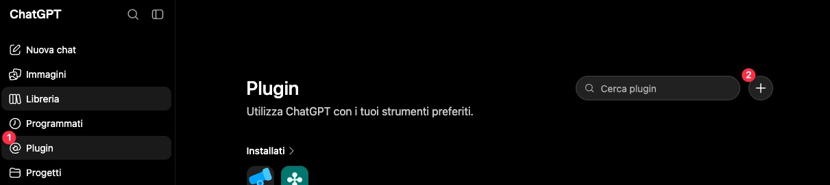Aggiunta di plugin in ChatGPT