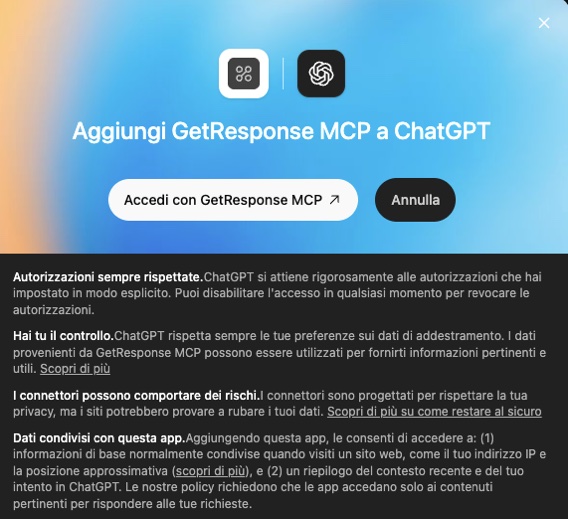 Connessione ChatGPT con GetResponse