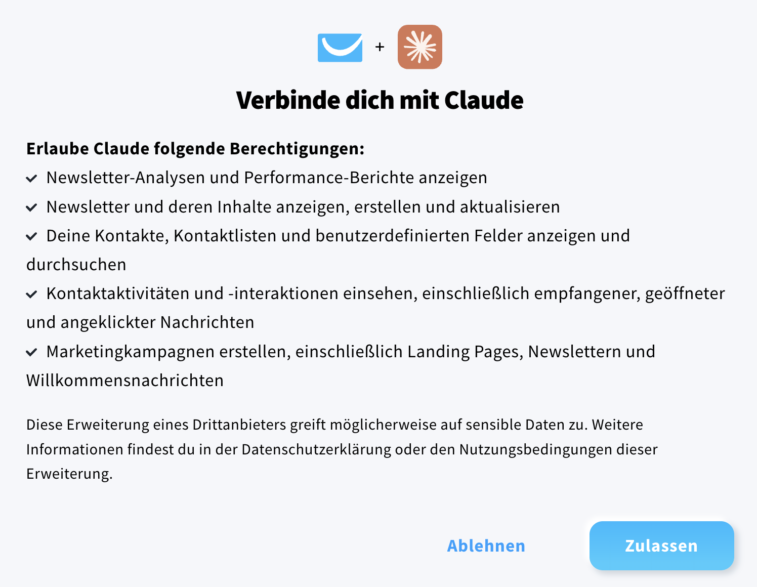 Claudes Verbindung zu GetResponse