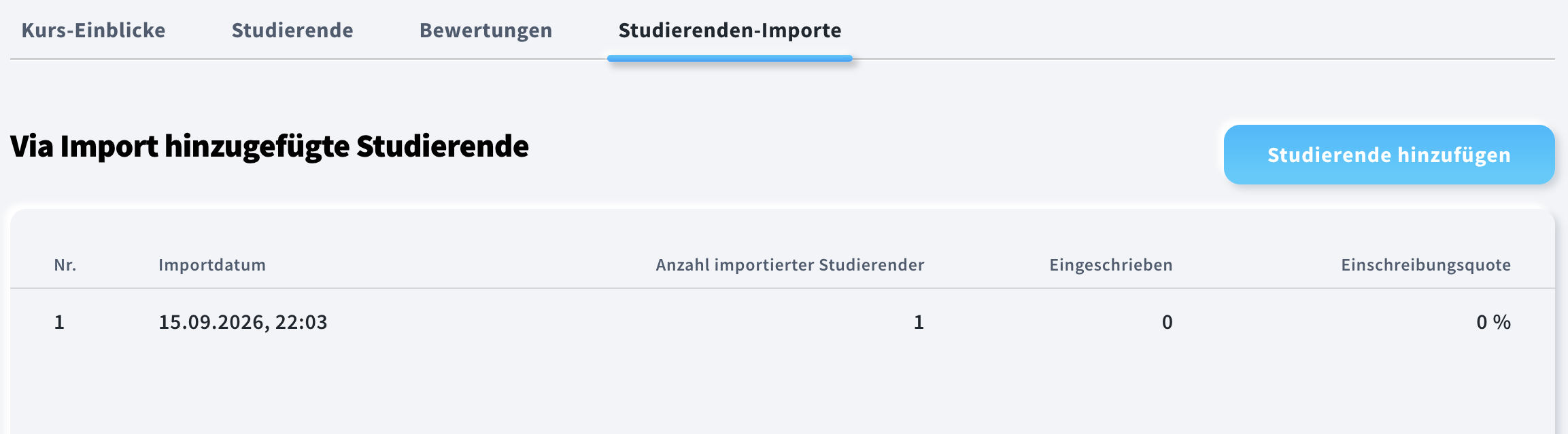 Registerkarte Studierende importieren in der Kursübersicht