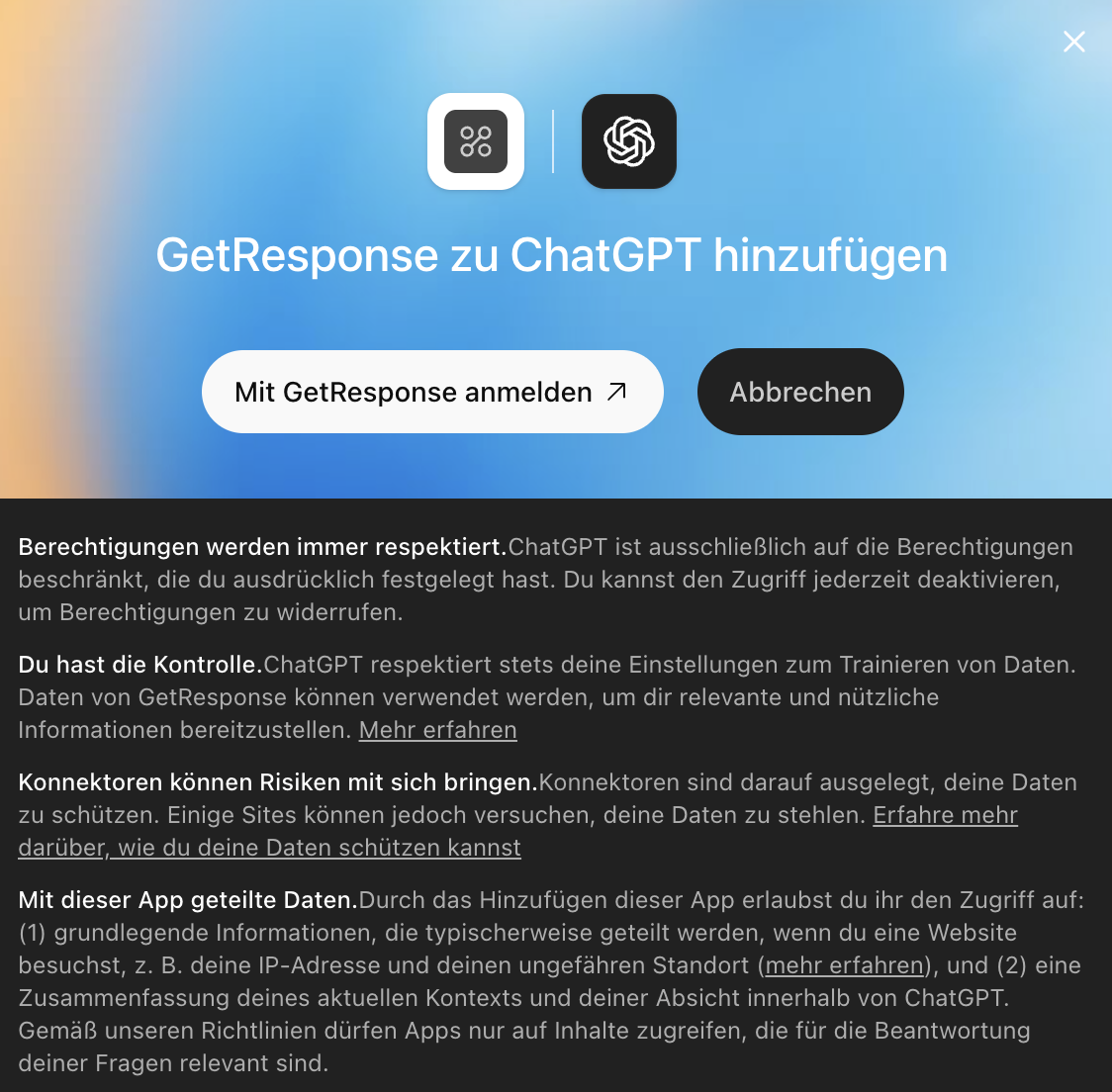Verbindung von ChatGPT mit GetResponse