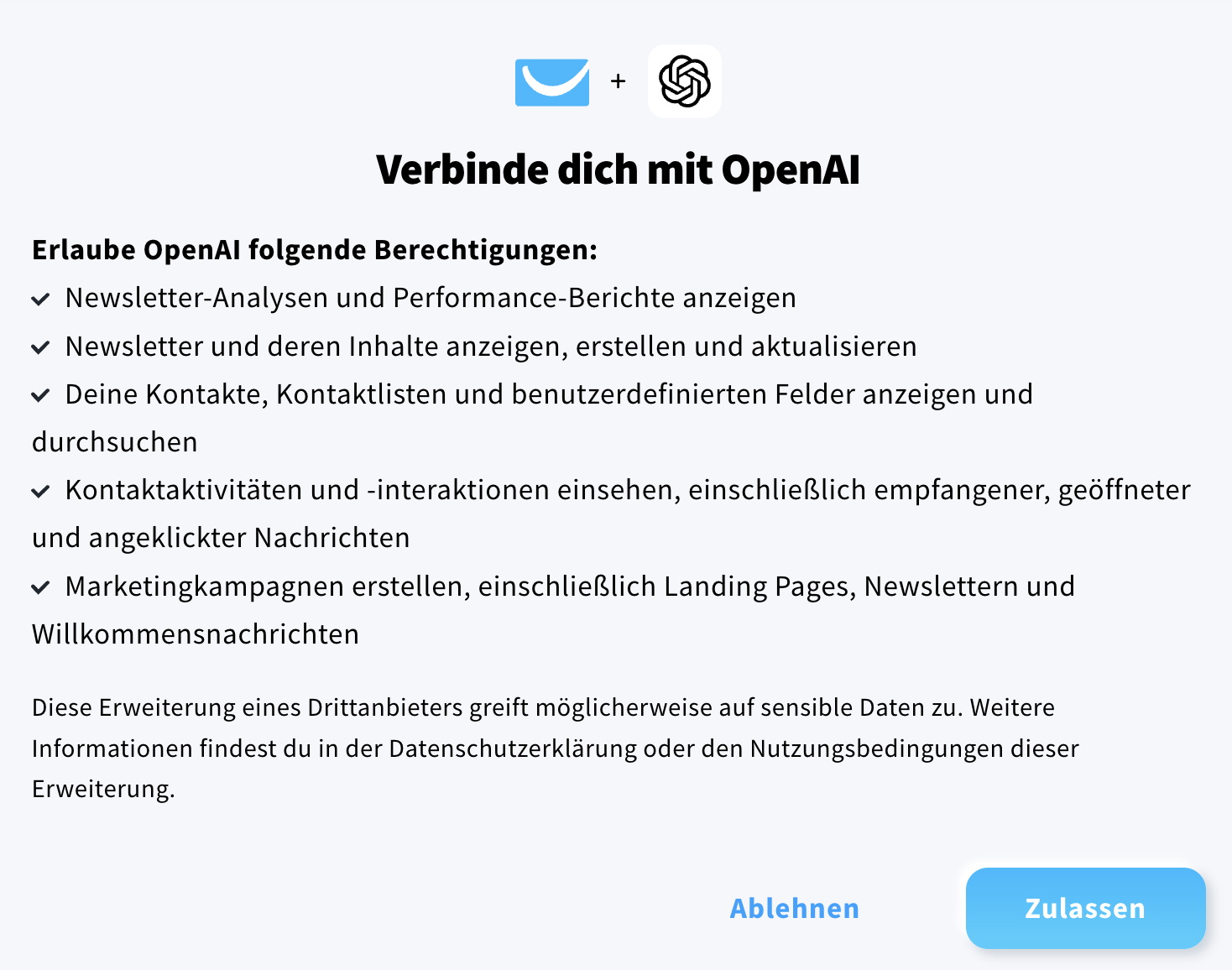 Verbindung von ChatGPT mit GetResponse