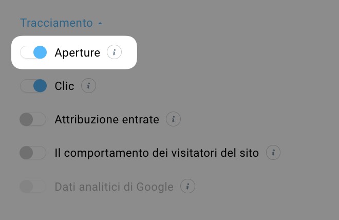 Attiva/disattiva il monitoraggio nelle impostazioni dei messaggi.