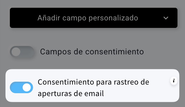 Se ha activado la configuración de consentimiento para rastreo de aperturas de email.