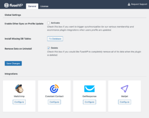 FuseWP and GetResponse integration configuration.