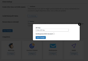 Entering API key.