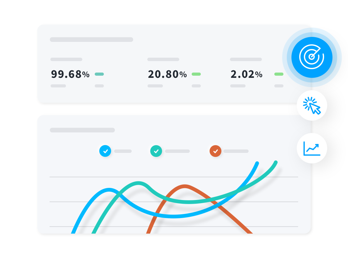 A mockup for the GetResponse landing page analytics dashboard