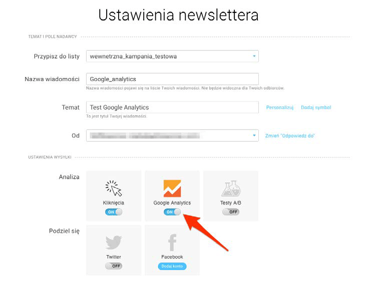 Konto GetResponse zintegrowane z Google Analytics