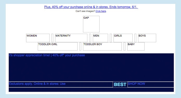 Img.19 GAP newsletter using ALT text