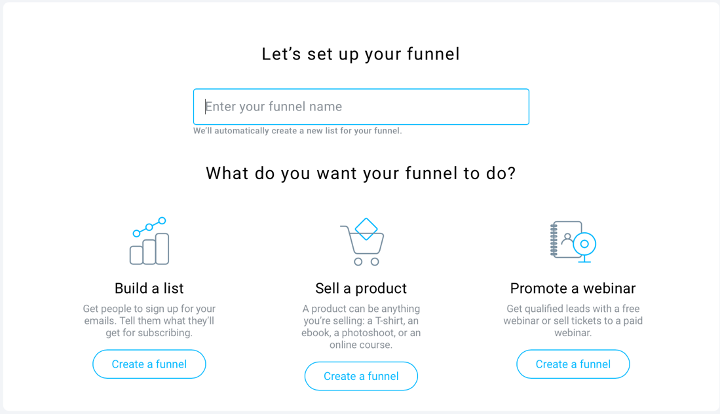 Setting up the list building funnel.