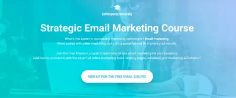 Course page example. Here – Strategic Email Marketing course from GetResponse.