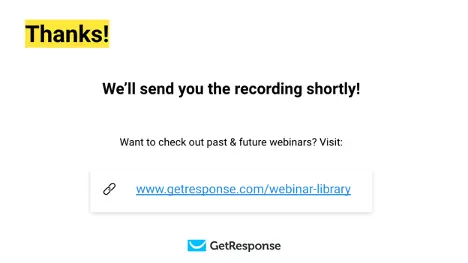 Example of a webinar thank you slide promoting other resources.