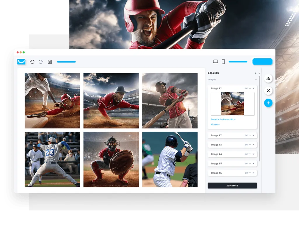 use a gallery to display sporting events